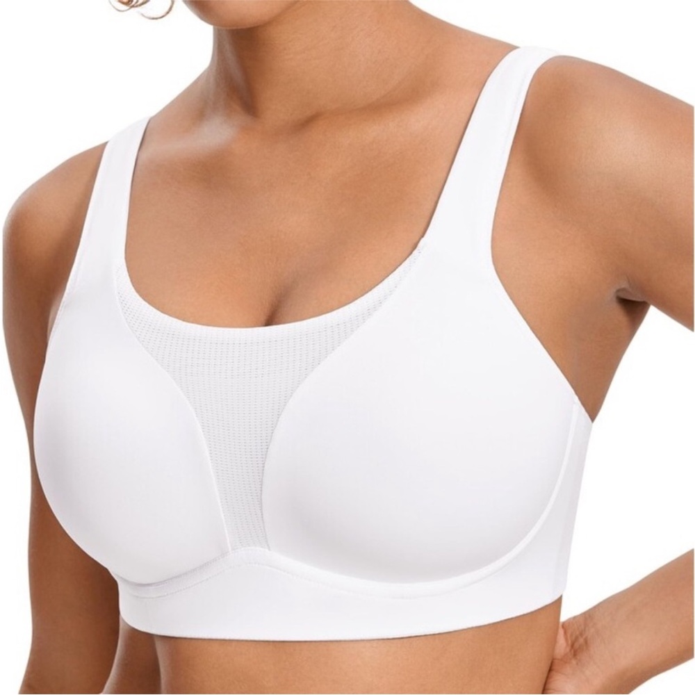 SYROKAN Women's White High Impact Padded Wireless Sports Bra 36D - Picture 6 of 16